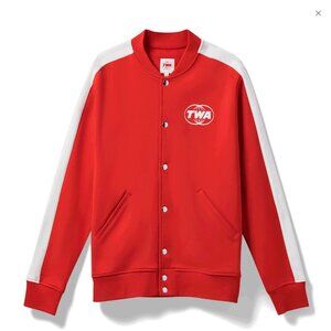 TWA Tracksuit Jacket in Red and White, Size M